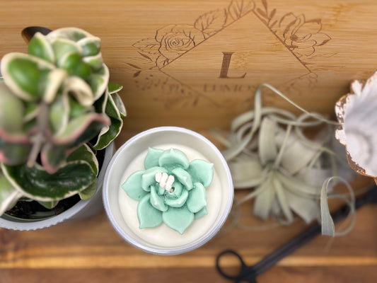 Succulent Flower Candle/ Coconut Soy Wax / Hand-poured Candle / Plant Lovers / Candle Lovers - Beautiful Iridescent Opal Jar